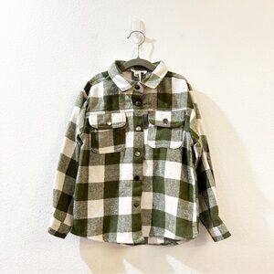 Jessica Simpson Girls Size 5/6 Green and White Plaid Flannel Shacket NWT